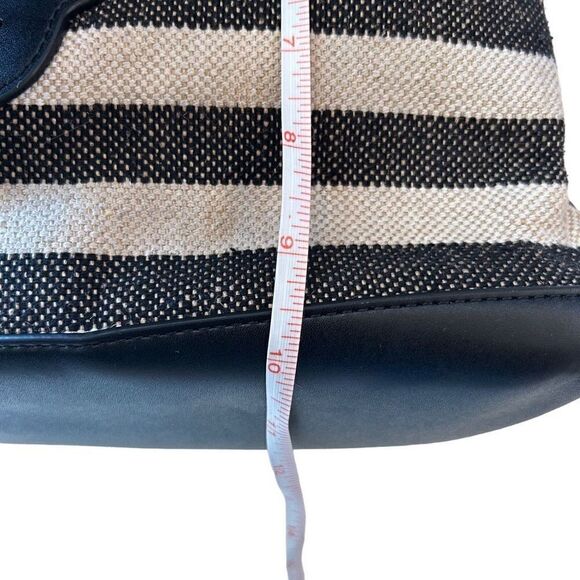 Nanette Lepore black creme striped purse cloth vegan leather - Picture 8 of 15